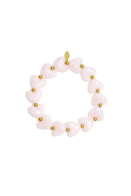 Elastic heart beaded bracelet