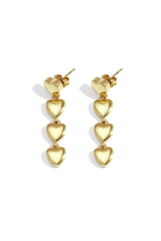 Row of heart earrings