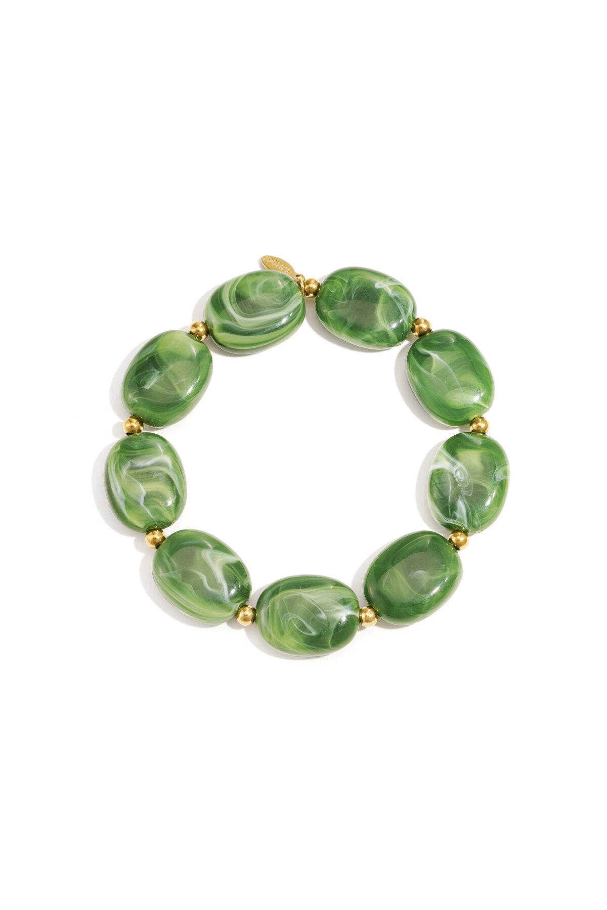 Beaded bracelet with oval and gold beads