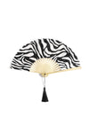 Zebra Print Folding Fan
