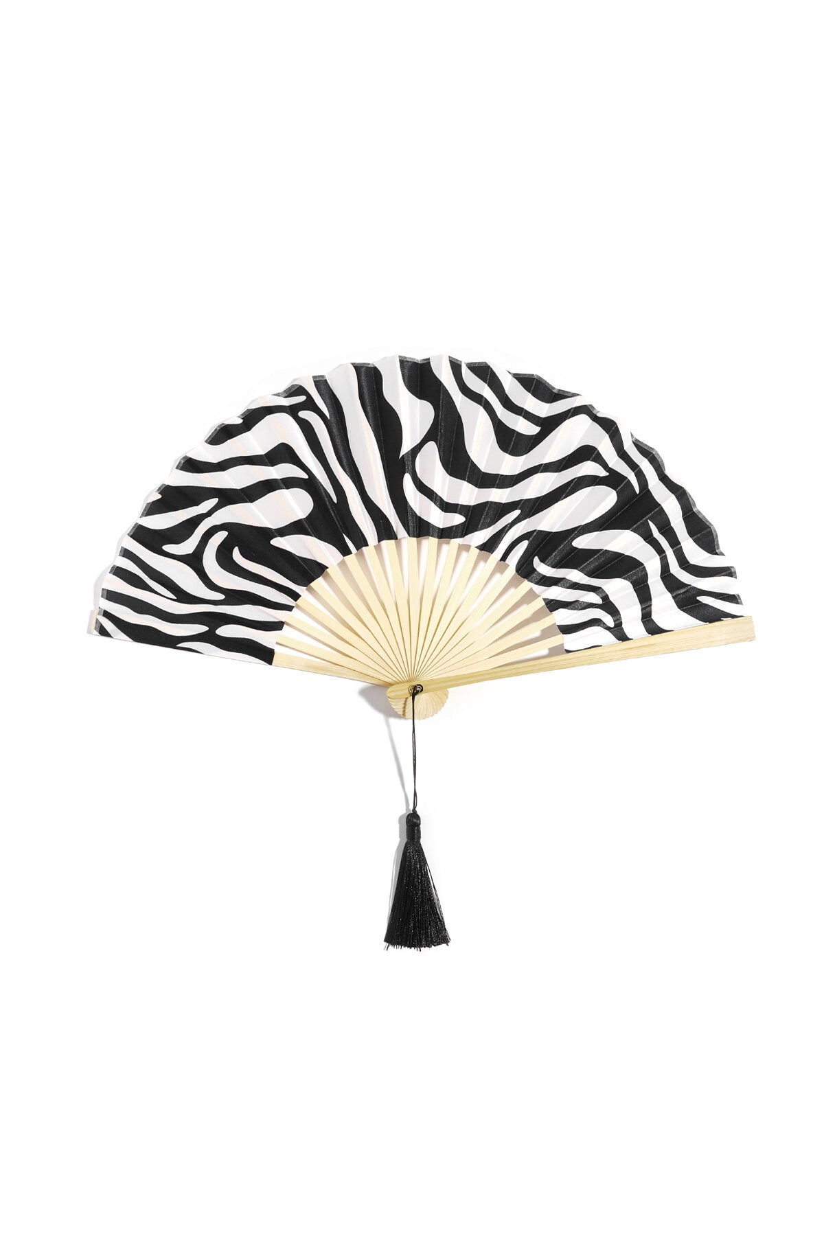 Zebra Print Folding Fan