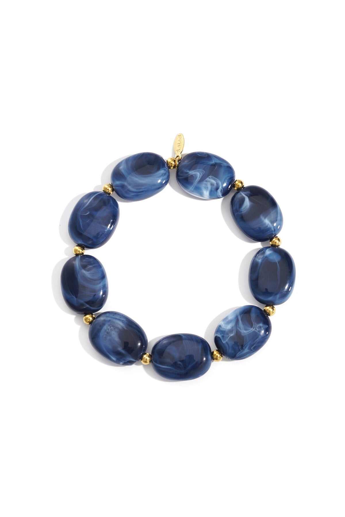 Beaded bracelet with oval and gold beads-56