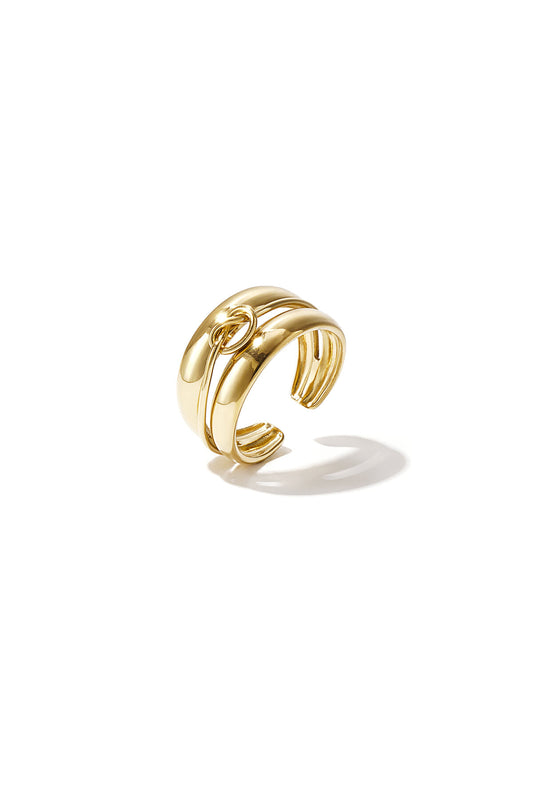 Gelaagde ring met minimalistisch gedraaid detail